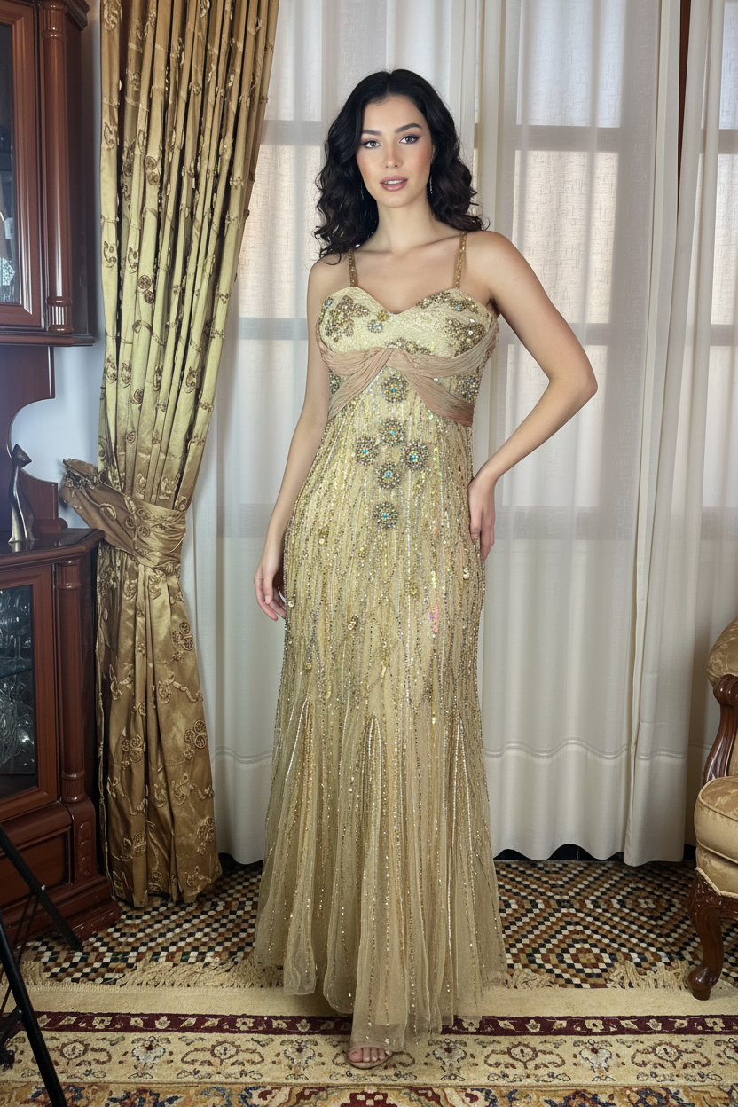 Femme portant la robe de soirée élégante
