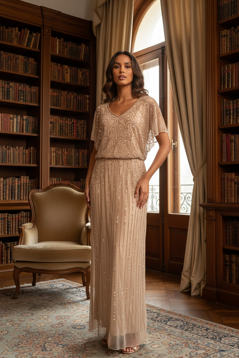 Femme portant la robe de soirée élégante